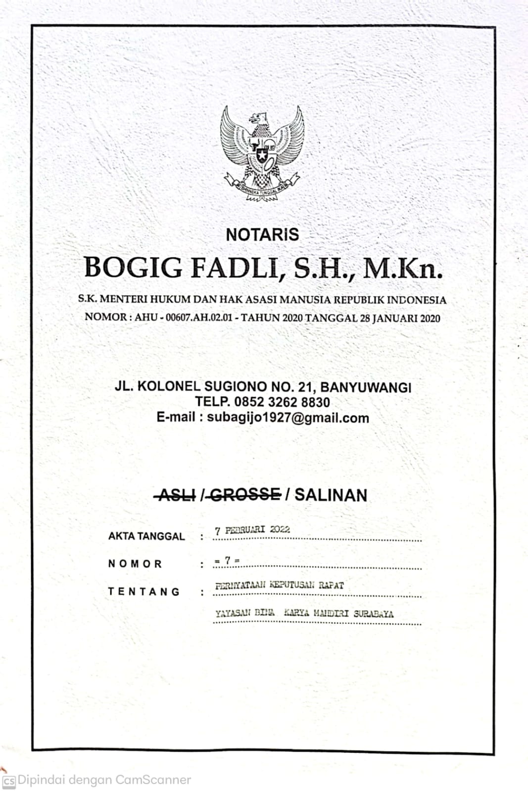 AKTA YYS BKM