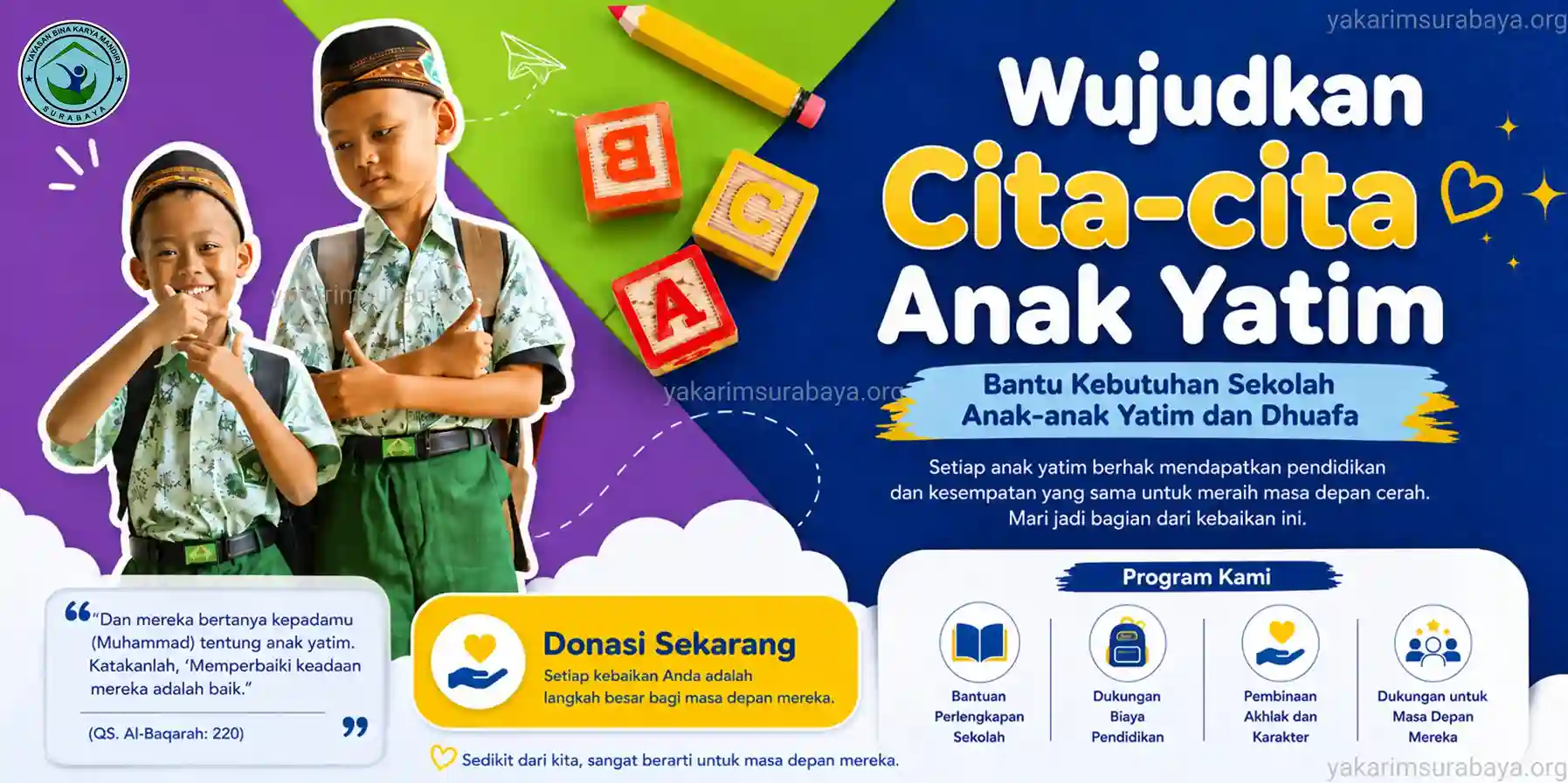 Donasi Kebutuhan Alat Tulis Anak Yatim dan Dhuafa