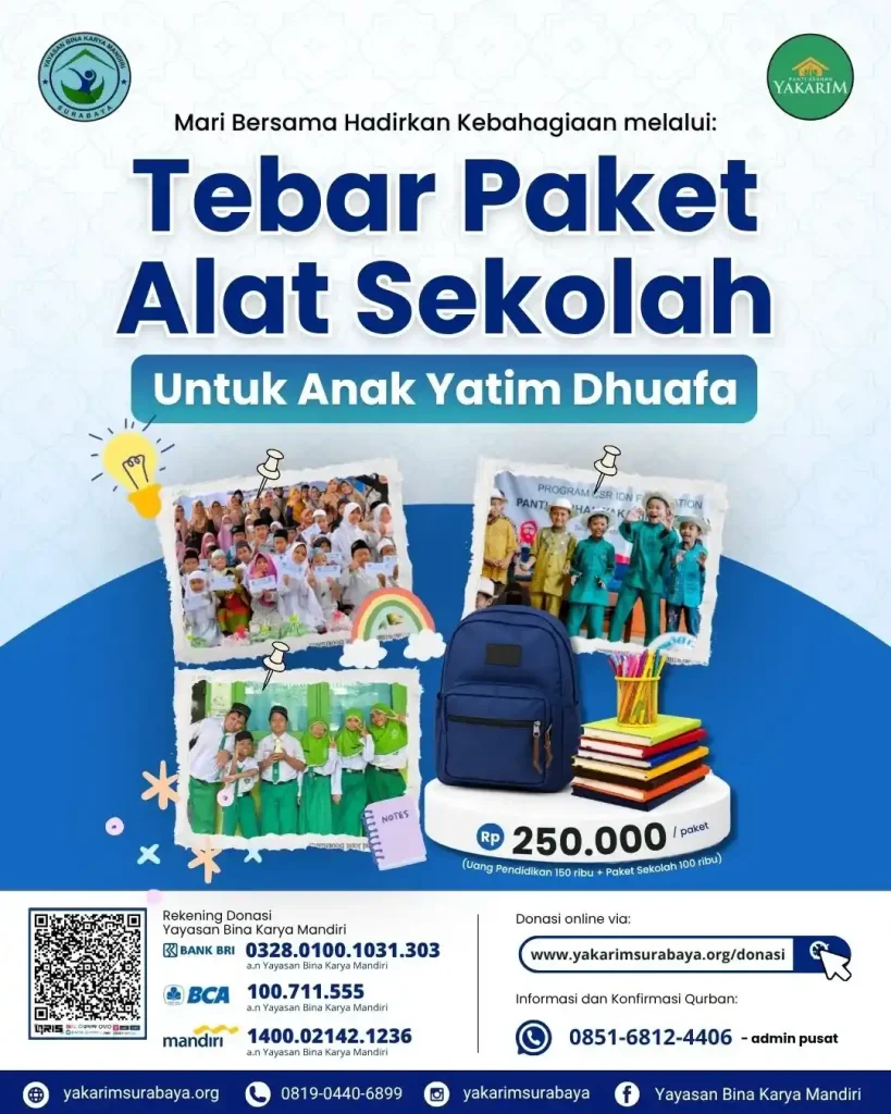 Temukan keberkahan bulan Muharram anak yatim. Yuk, raih pahala melimpah dengan berbagi paket sekolah sekarang!