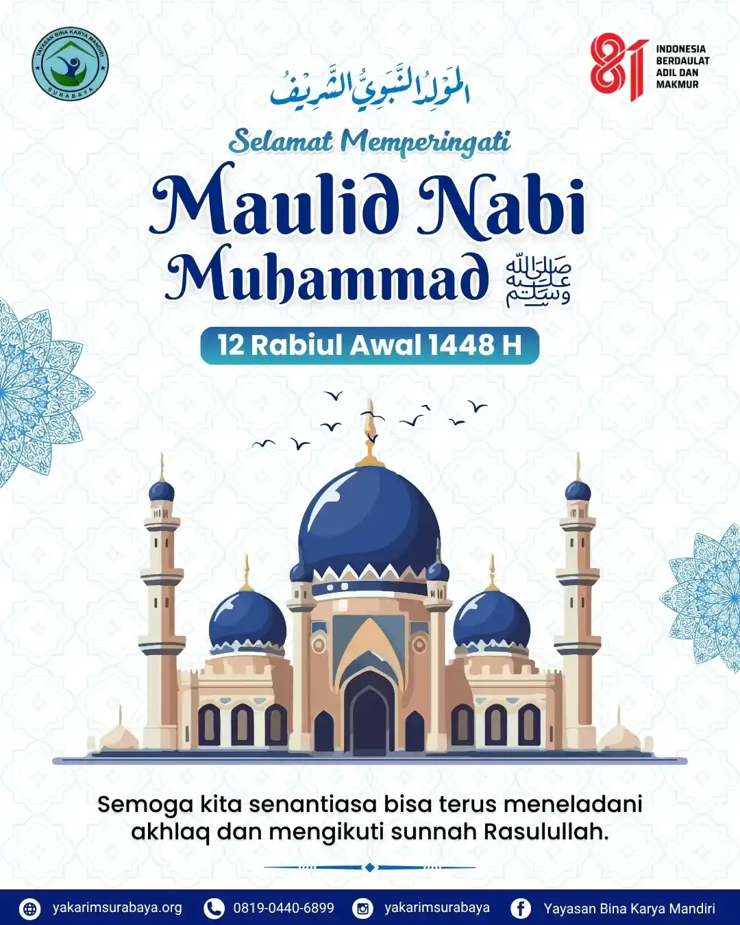 Peringatan Maulid Nabi 1448 H Penuh Kehangatan di Yayasan Bina Karya Mandiri